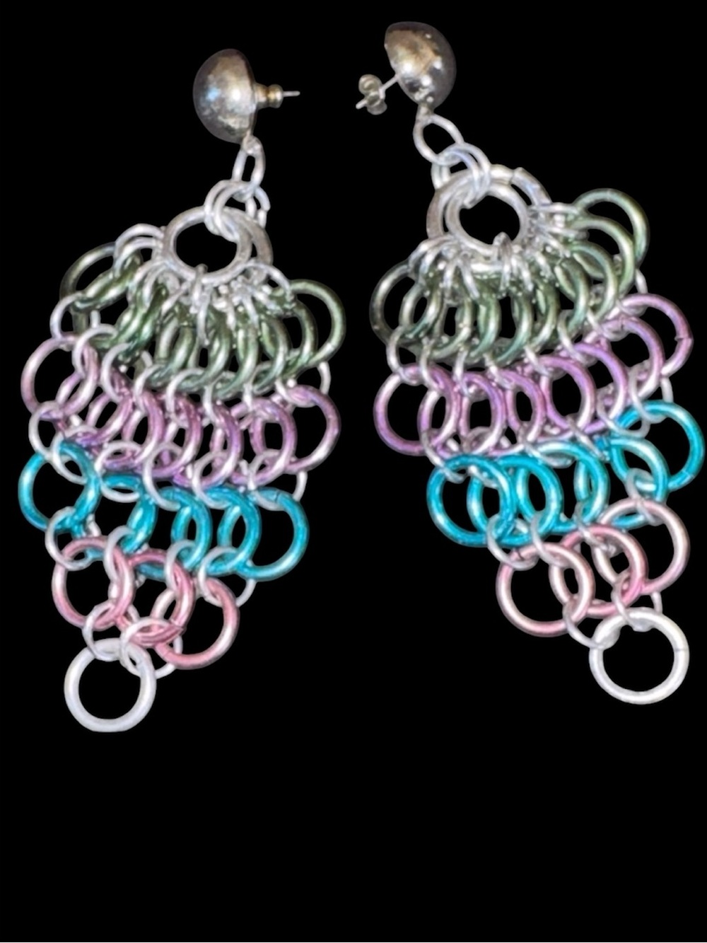 Vintage 80s Chainmail Dangle Earrings
